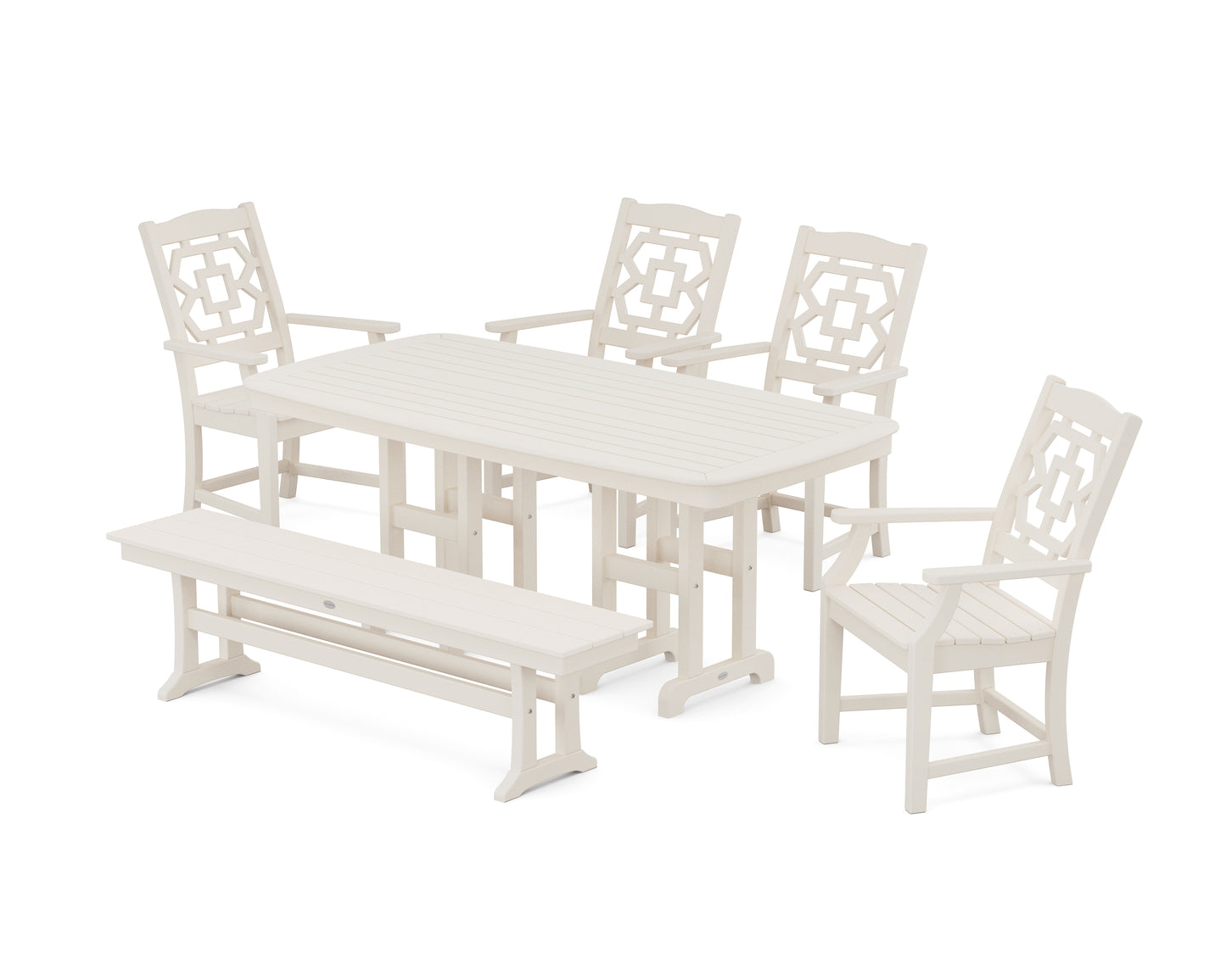 Chinoiserie 6-Piece Dining Set with Bench