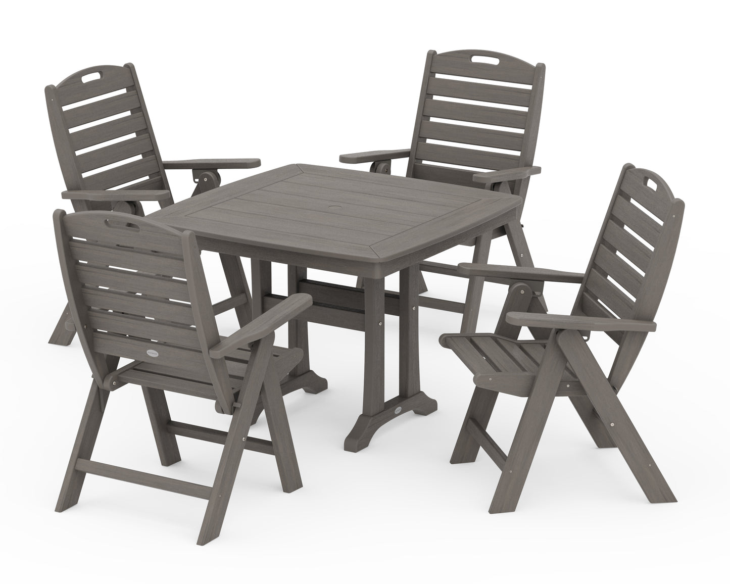 Nautical Folding Highback Chair 5-Piece Dining Set with Trestle Legs