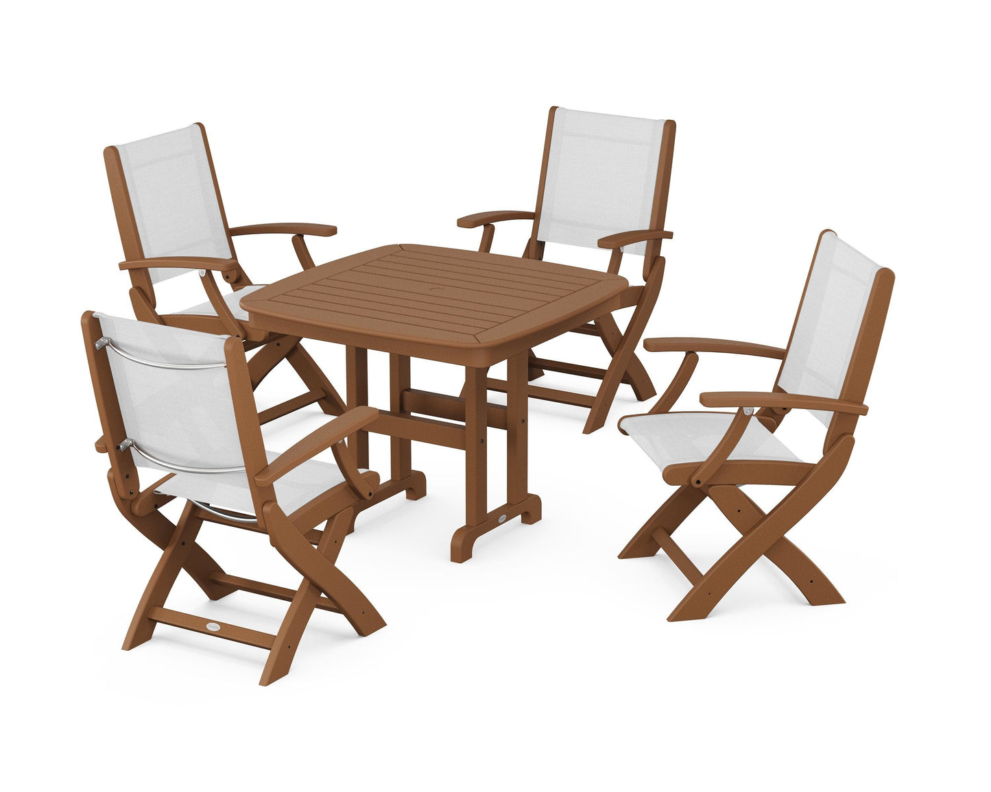 Coastal Folding Chair 5-Piece Dining Set