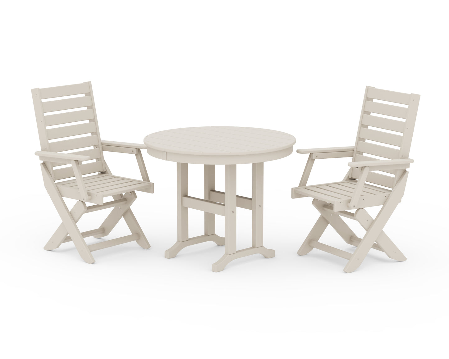 Captain Folding Chair 3-Piece Round Dining Set