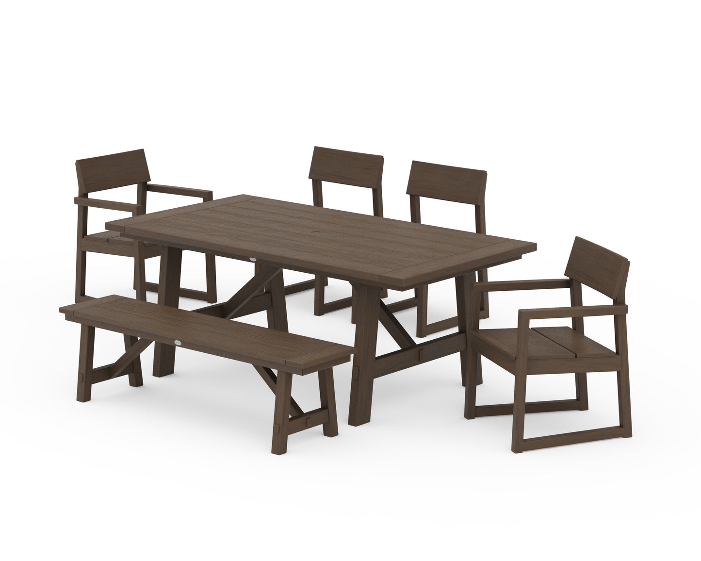 EDGE 6-Piece Rustic Farmhouse Dining Set with Bench