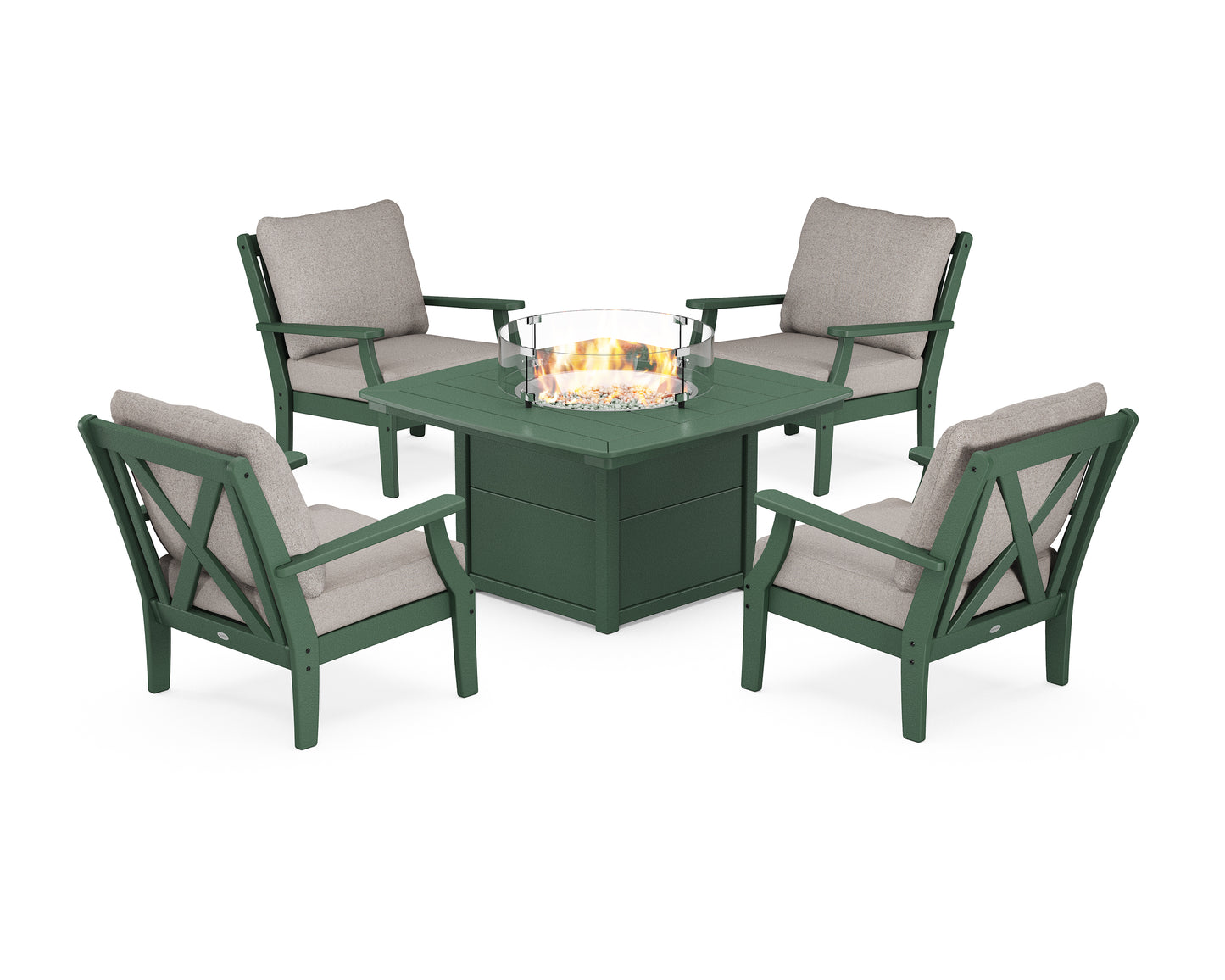 Braxton 5-Piece Deep Seating Conversation Set with Fire Pit Table