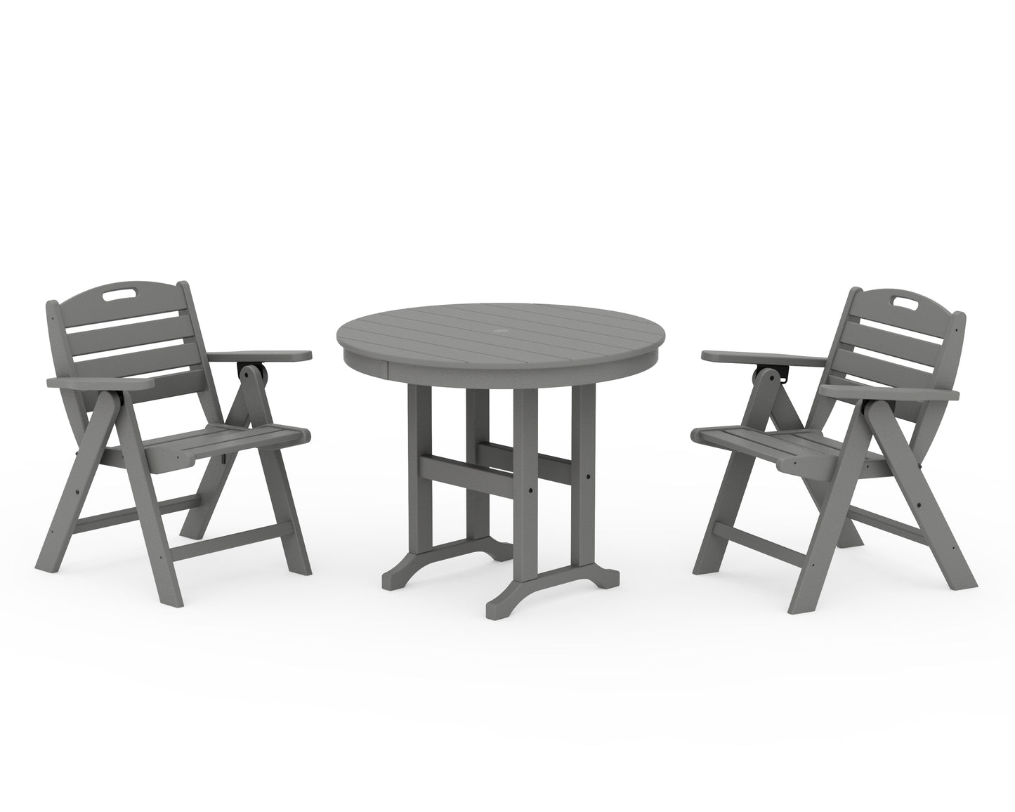 Nautical Folding Lowback Chair 3-Piece Round Dining Set