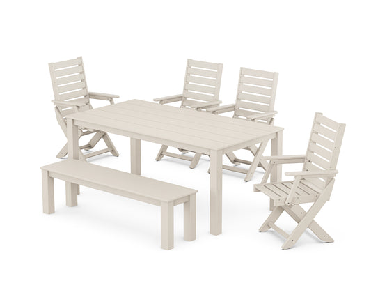 Captain Folding Chair 6-Piece Parsons Dining Set with Bench