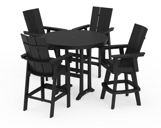 Modern Adirondack 5-Piece Nautical Trestle Round Bar Set with Swivels