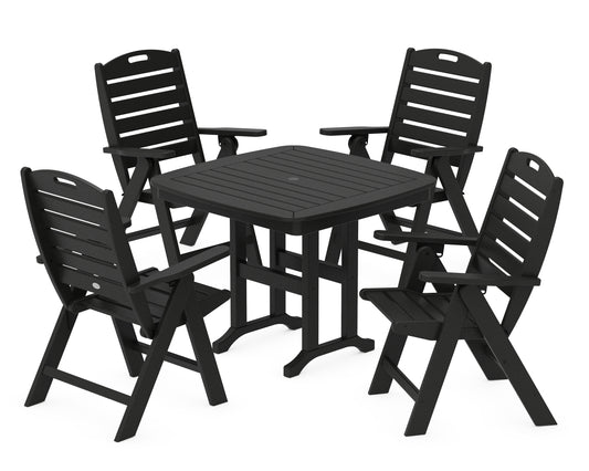 Nautical Folding Highback Chair 5-Piece Dining Set