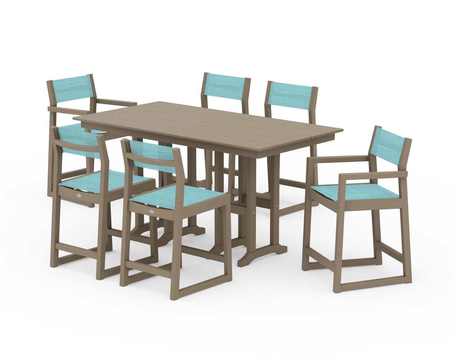 EDGE Sling 7-Piece Farmhouse Counter Set with Trestle Legs