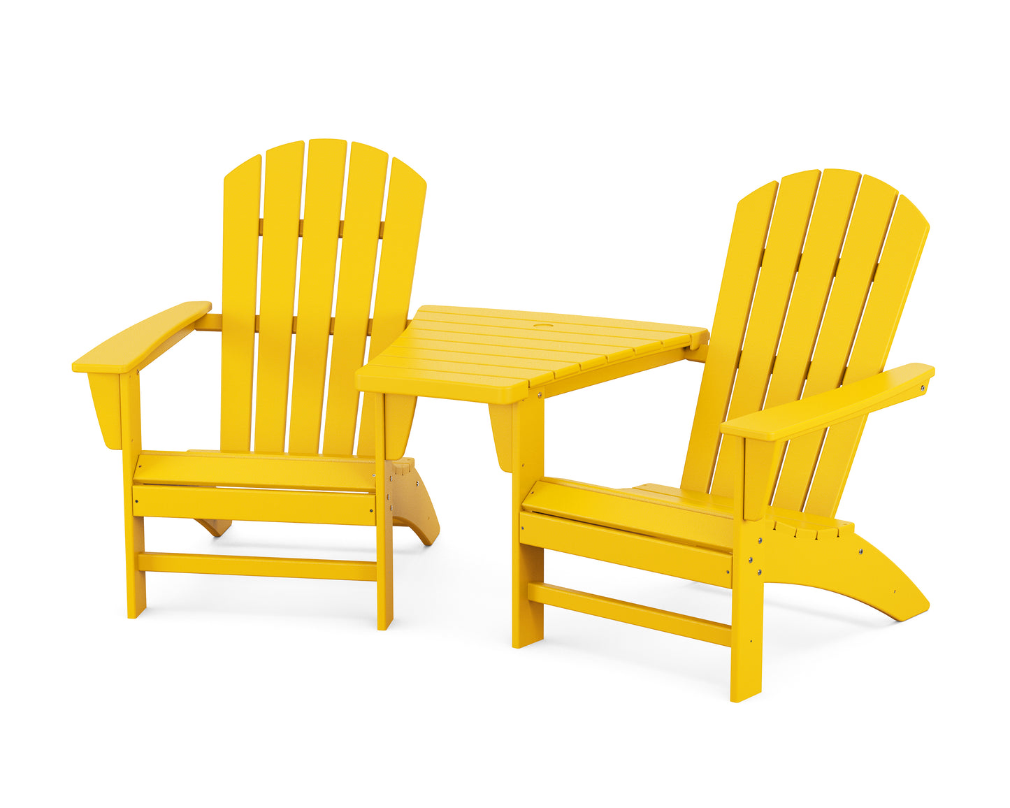 Nautical 3-Piece Adirondack Set with Angled Connecting Table