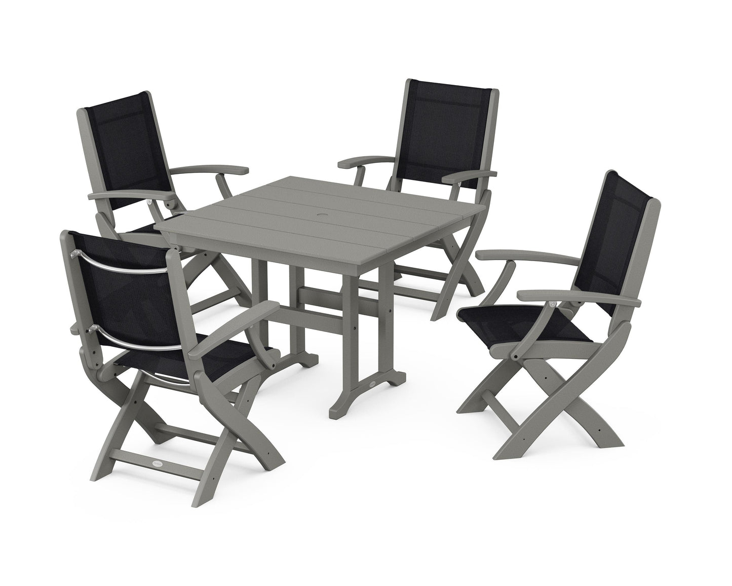 Coastal Folding Chair 5-Piece Farmhouse Dining Set