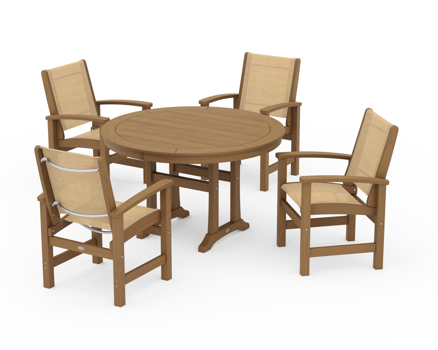 Coastal 5-Piece Round Dining Set with Trestle Legs