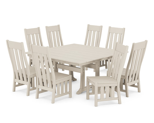 Acadia Side Chair 9-Piece Square Farmhouse Dining Set with Trestle Legs