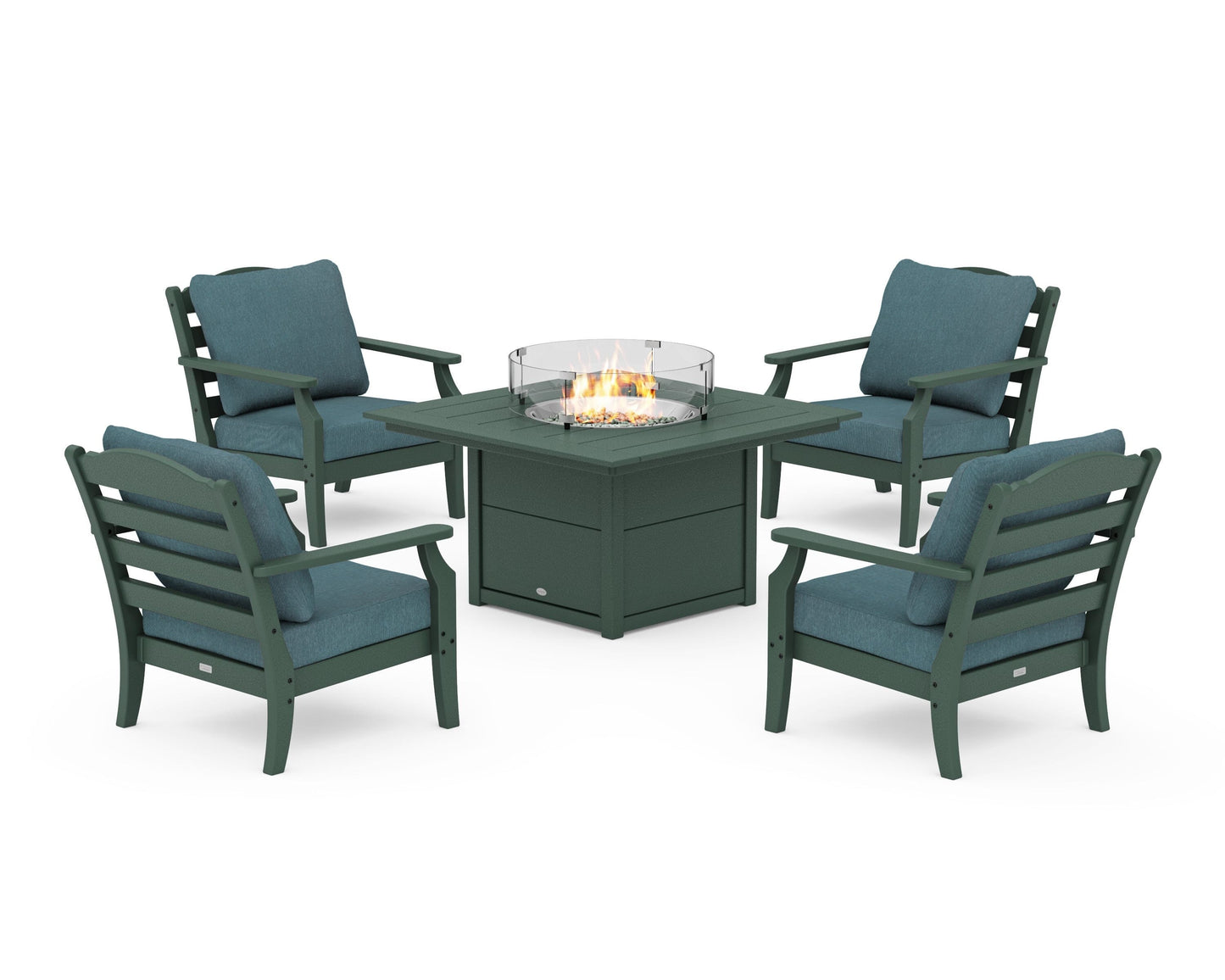 Savannah 5-Piece Deep Seating Set with Fire Pit Table