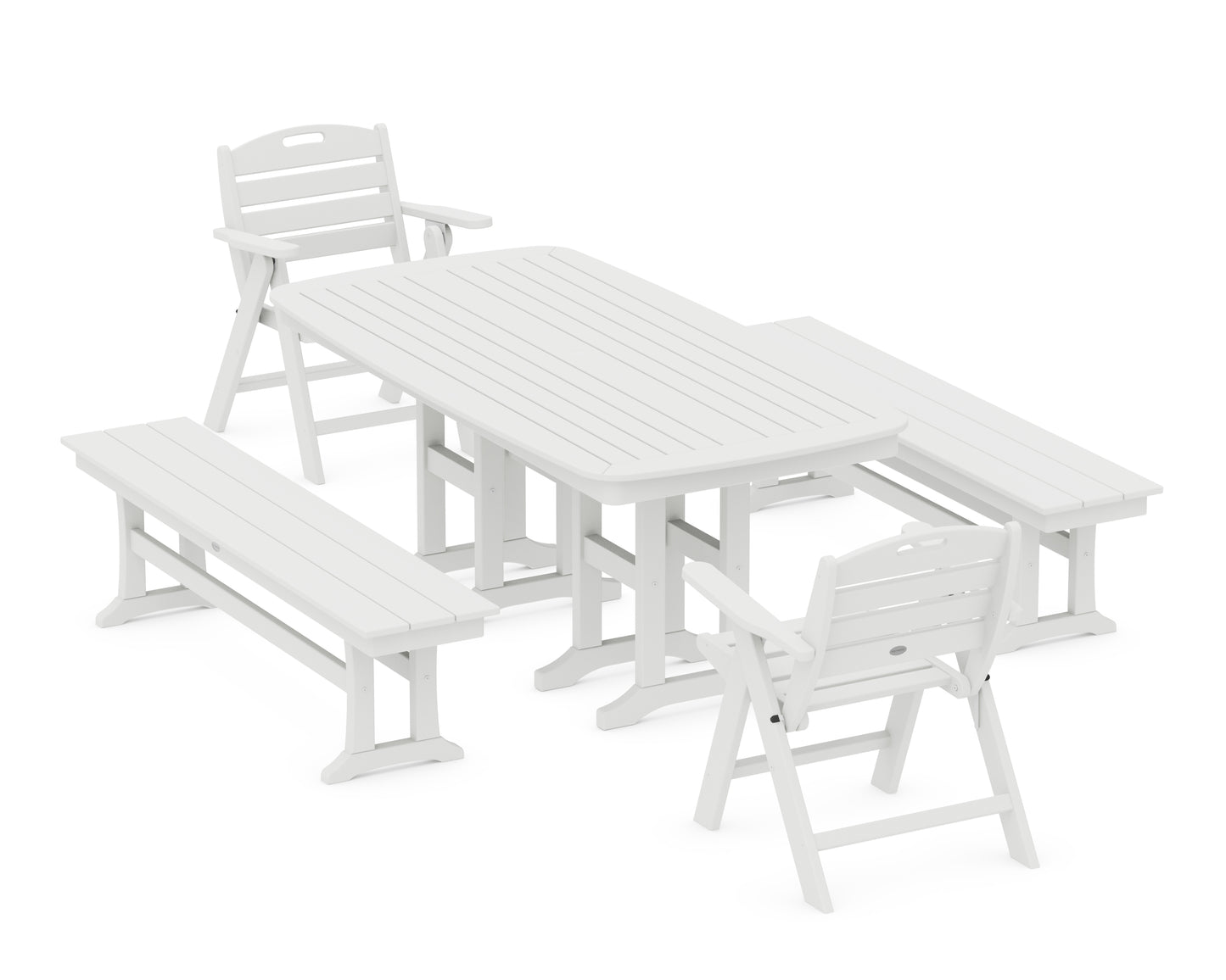 Nautical Lowback 5-Piece Dining Set with Benches