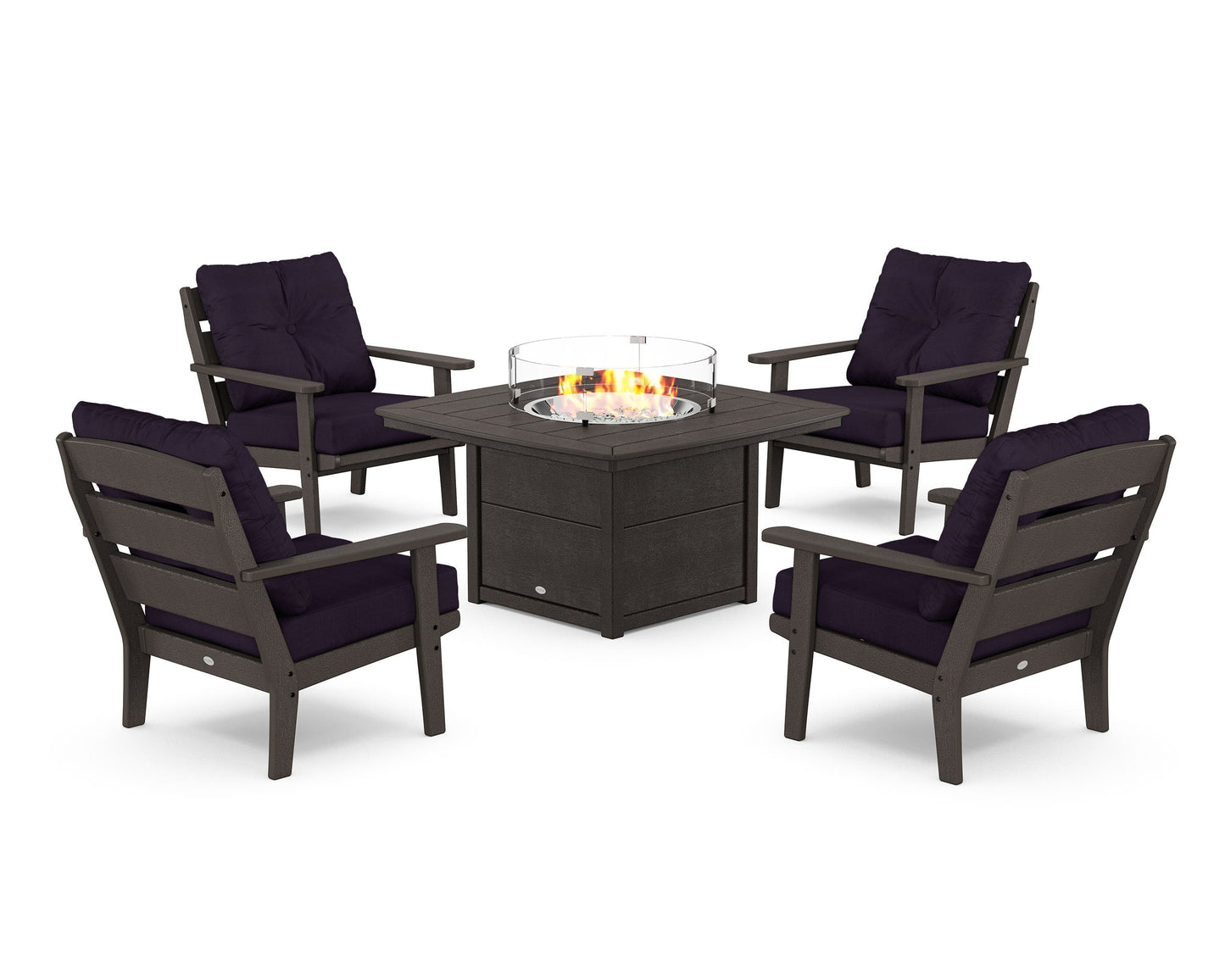 Lakeside 5-Piece Deep Seating Set with Nautical Fire Pit Table