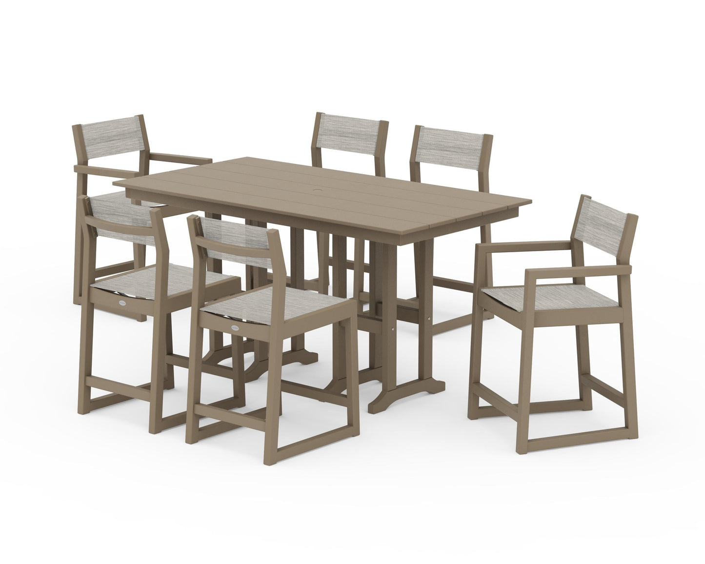 EDGE Sling 7-Piece Farmhouse Counter Set with Trestle Legs