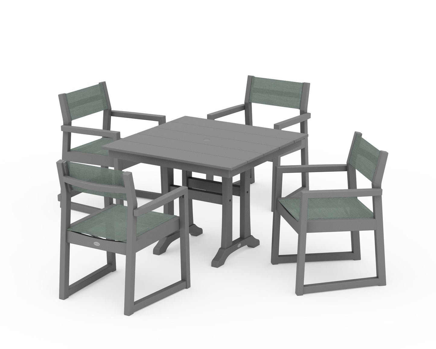 EDGE Sling 5-Piece Farmhouse Dining Set with Trestle Legs