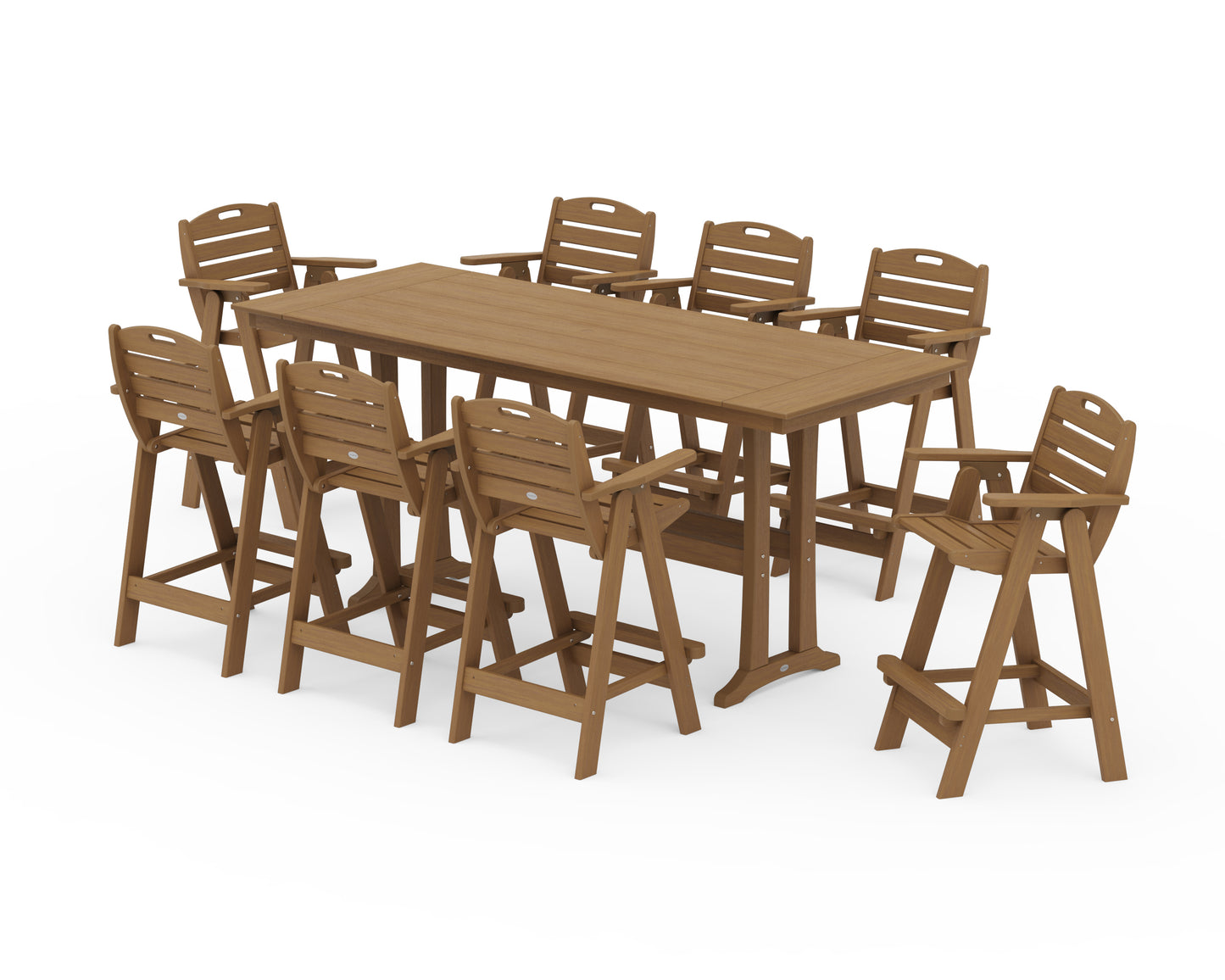Nautical 9-Piece Farmhouse Bar Set with Trestle Legs