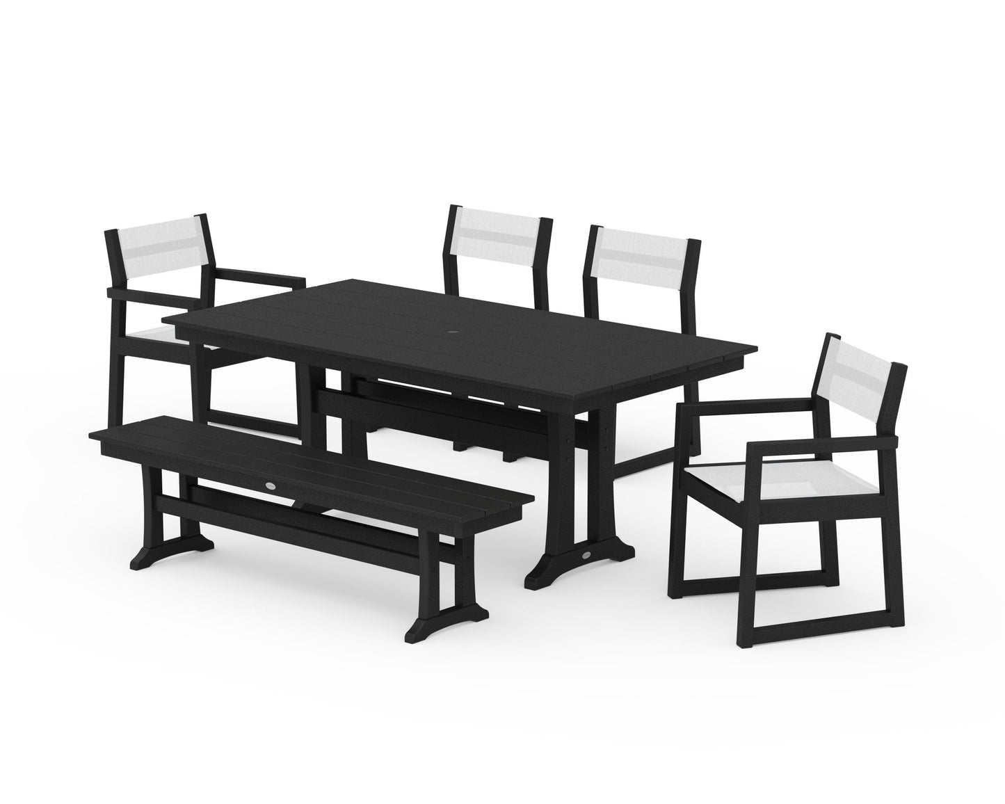 EDGE Sling 6-Piece Farmhouse Dining Set With Trestle Legs
