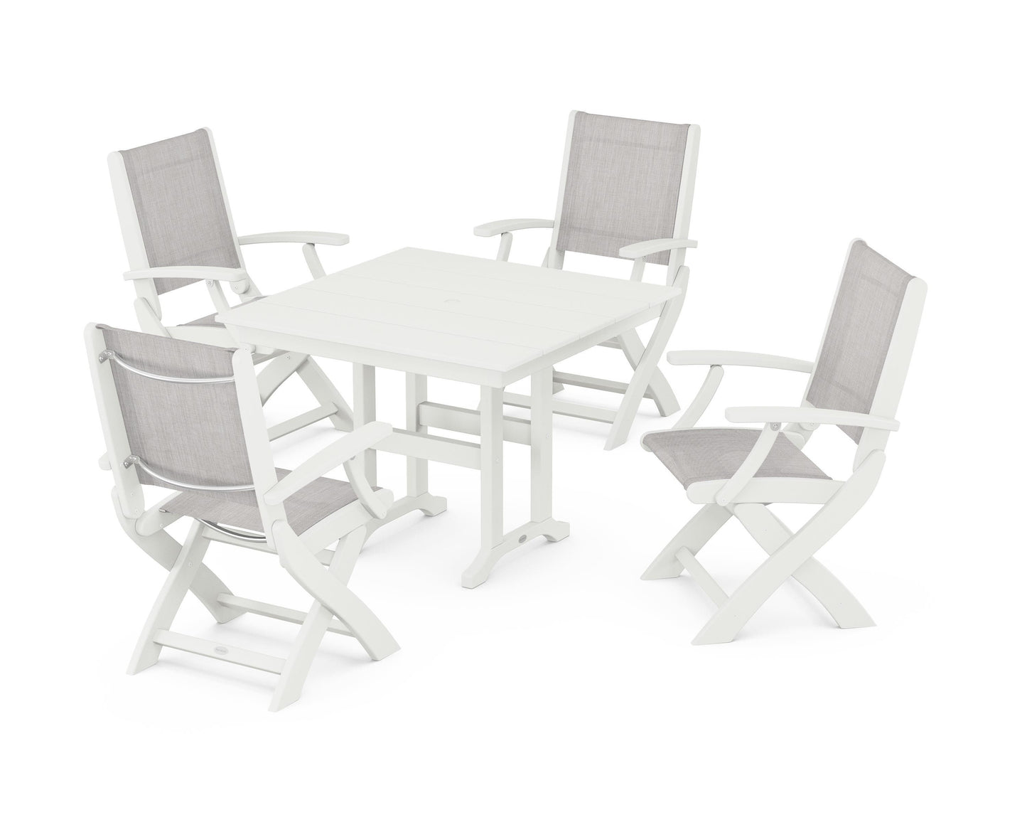Coastal Folding Chair 5-Piece Farmhouse Dining Set