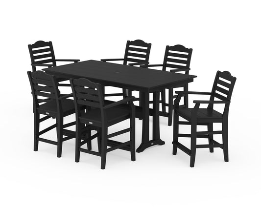 Savannah Arm Chair 7-Piece Farmhouse Counter Set with Trestle Legs