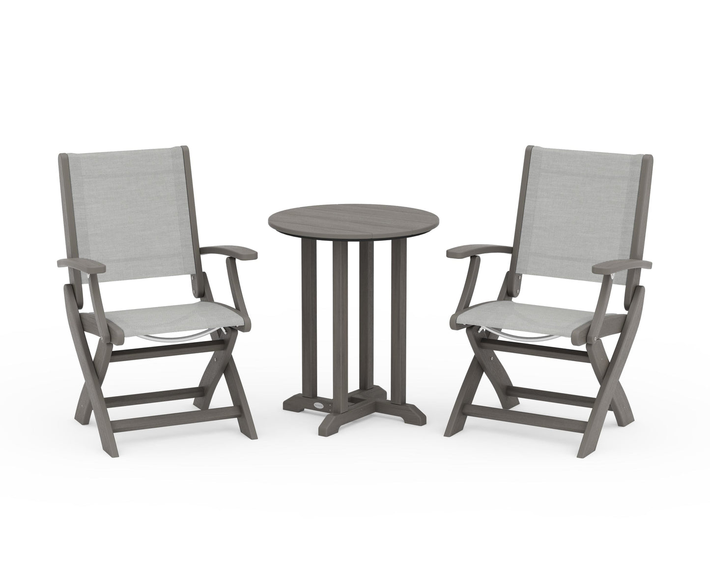 Coastal Folding 3-Piece Round Bistro Dining Set