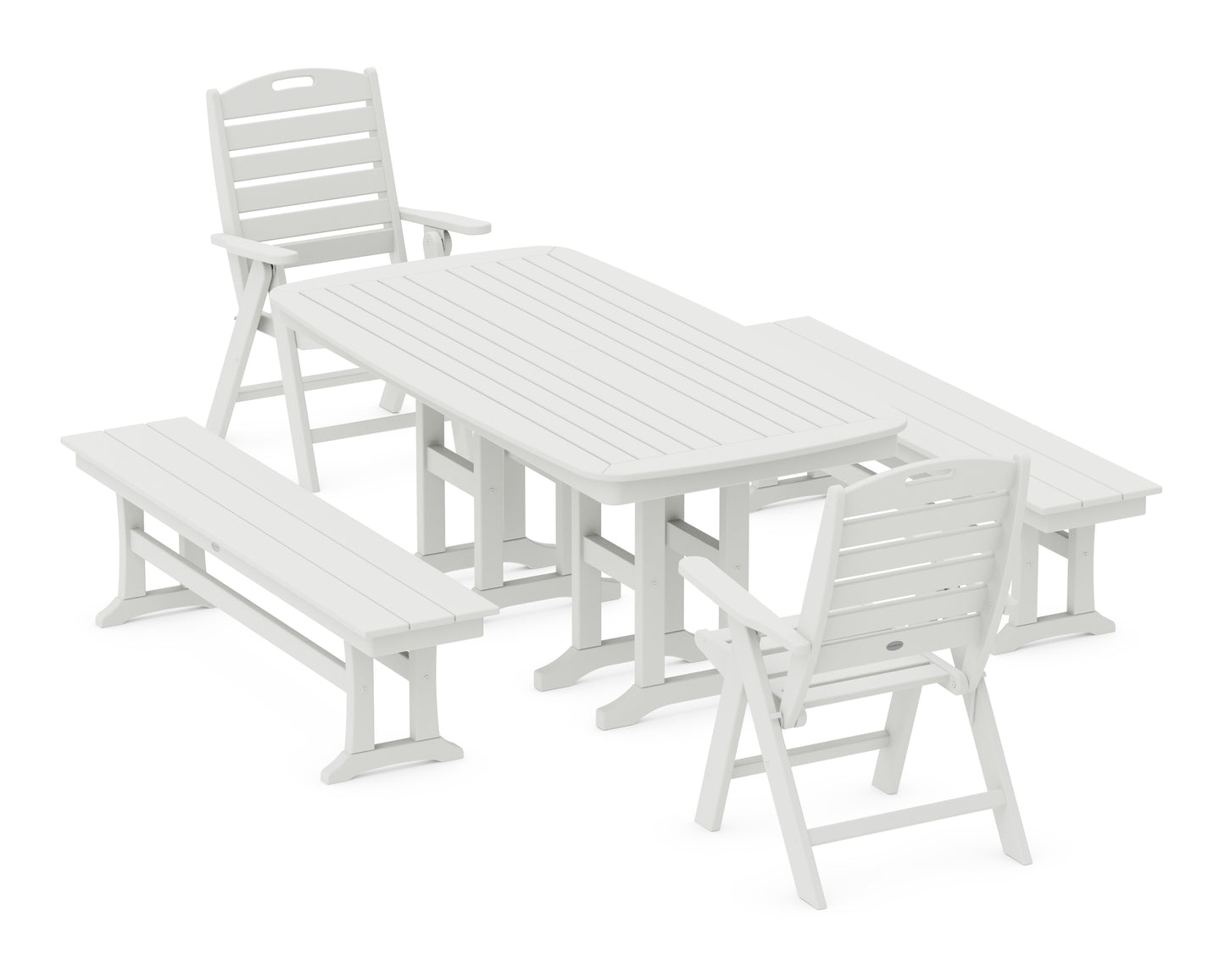Nautical Highback 5-Piece Dining Set with Benches