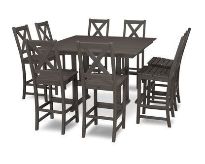 Braxton 9-Piece Farmhouse Trestle Bar Set