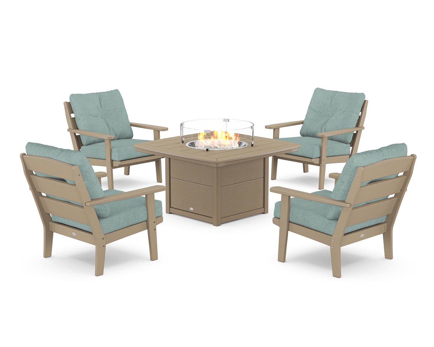 Lakeside 5-Piece Deep Seating Set with Nautical Fire Pit Table