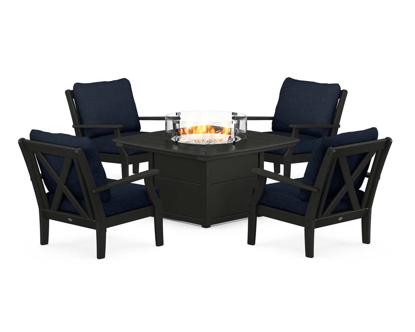 Braxton 5-Piece Deep Seating Conversation Set with Fire Pit Table