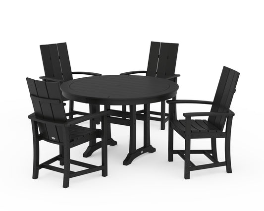 Modern Adirondack 5-Piece Round Dining Set with Trestle Legs