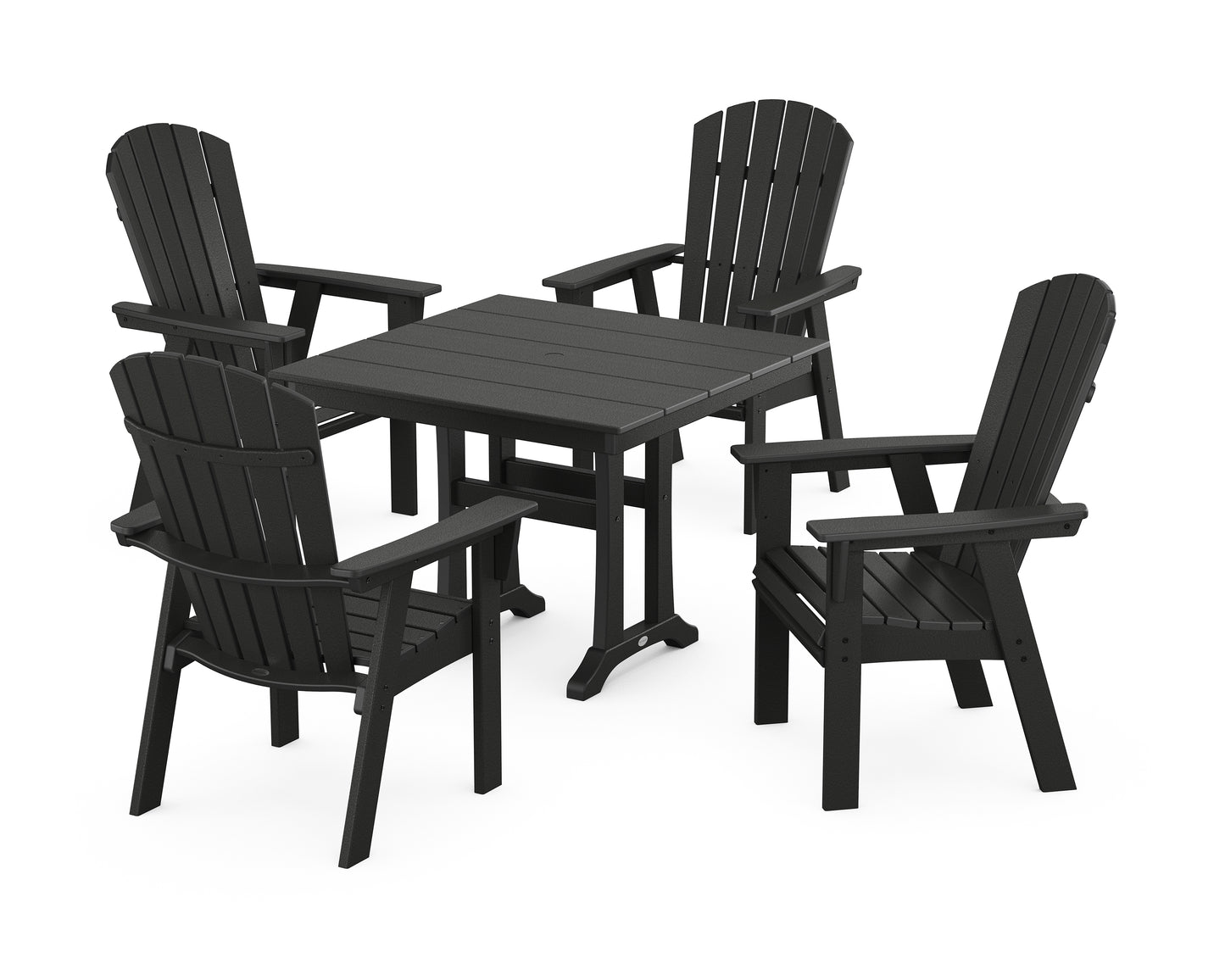 Nautical Adirondack 5-Piece Farmhouse Dining Set With Trestle Legs