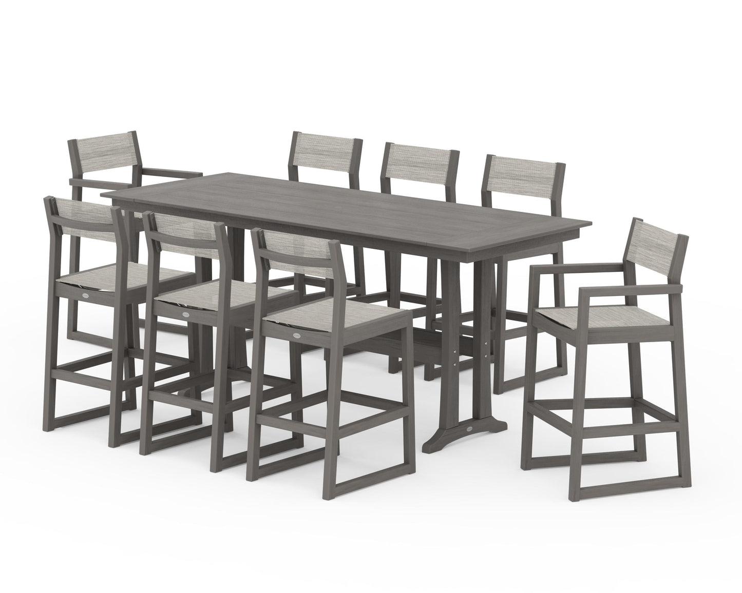 EDGE Sling 9-Piece Farmhouse Bar Set with Trestle Legs