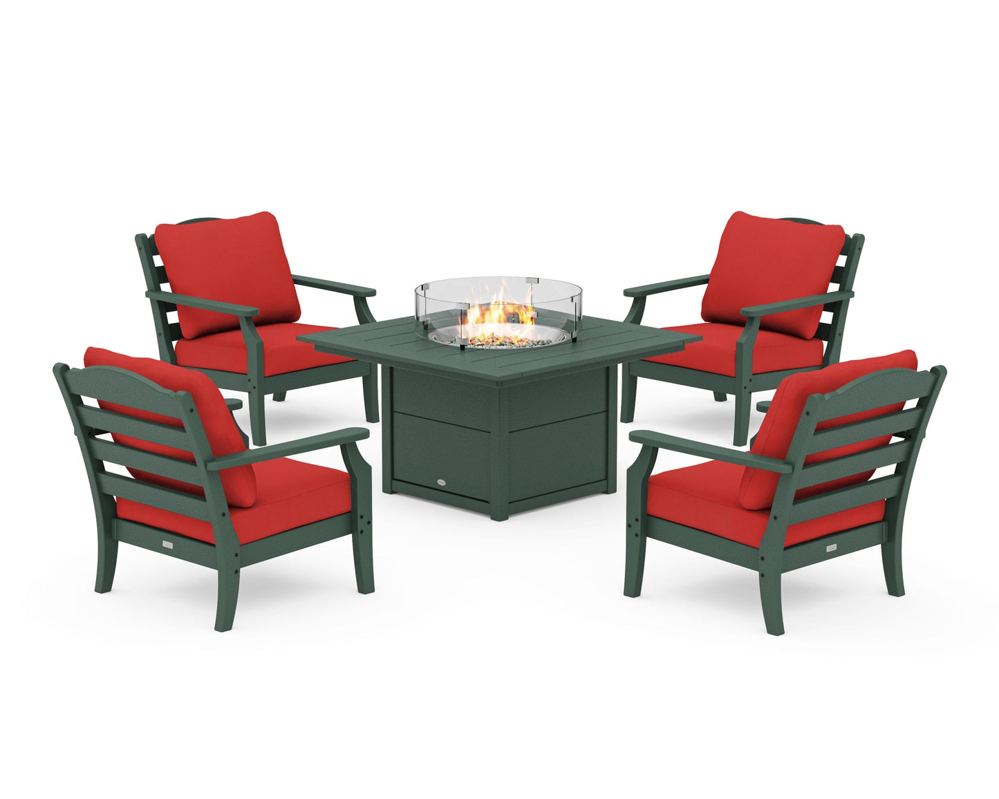 Savannah 5-Piece Deep Seating Set with Fire Pit Table