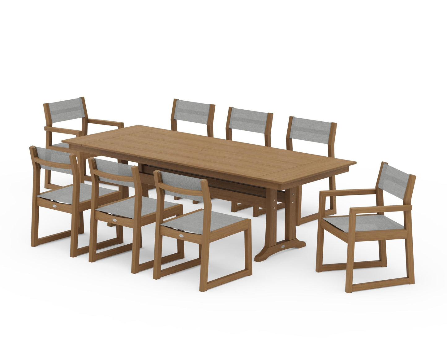 EDGE Sling 9-Piece Farmhouse Trestle Dining Set