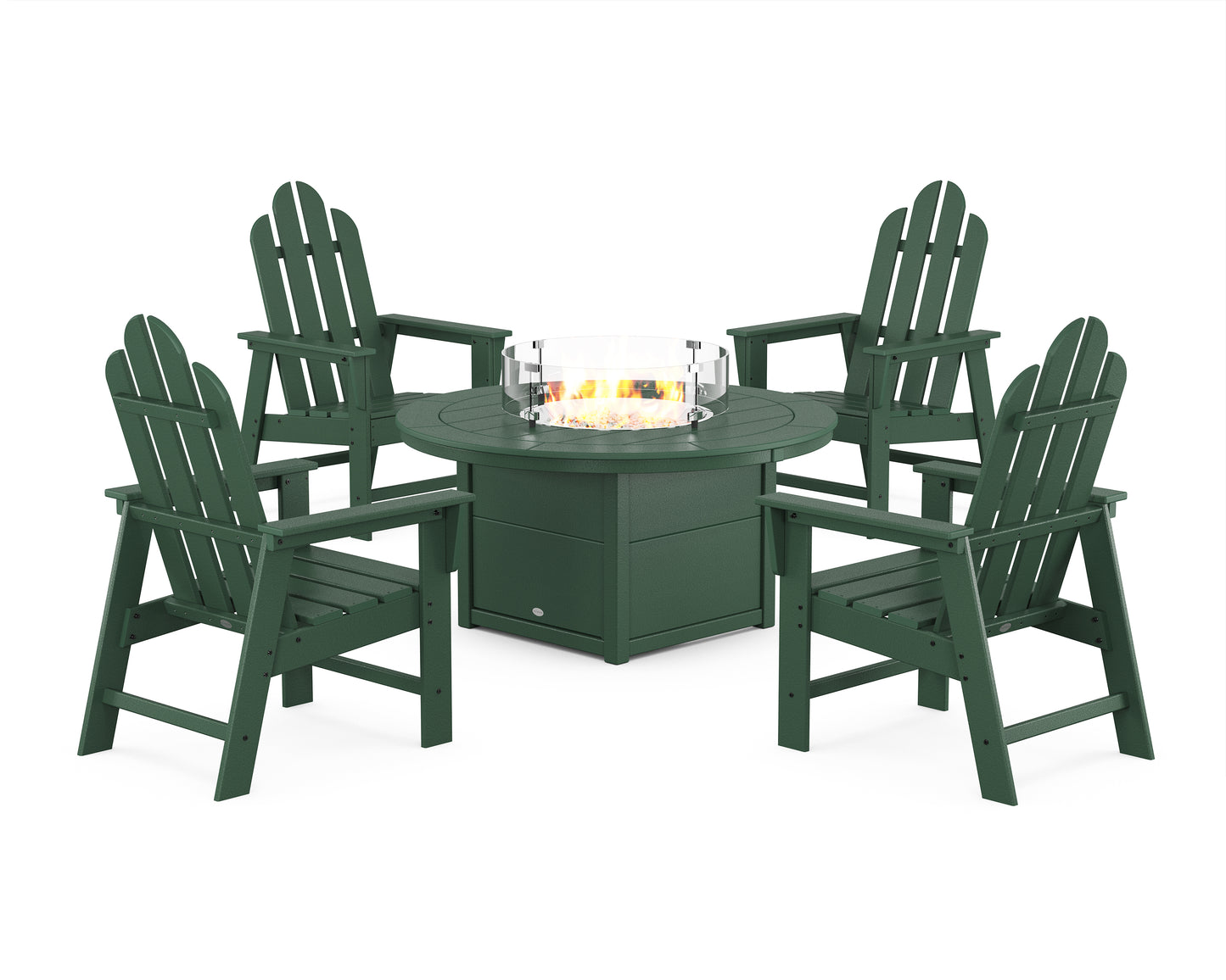 Long Island 4-Piece Upright Adirondack Conversation Set with Fire Pit Table