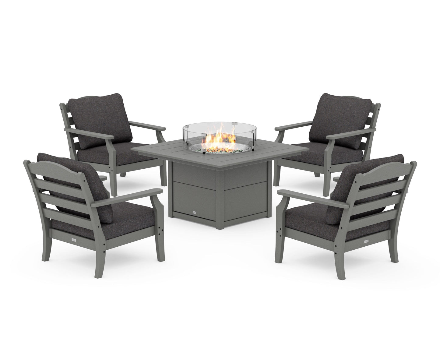 Savannah 5-Piece Deep Seating Set with Fire Pit Table