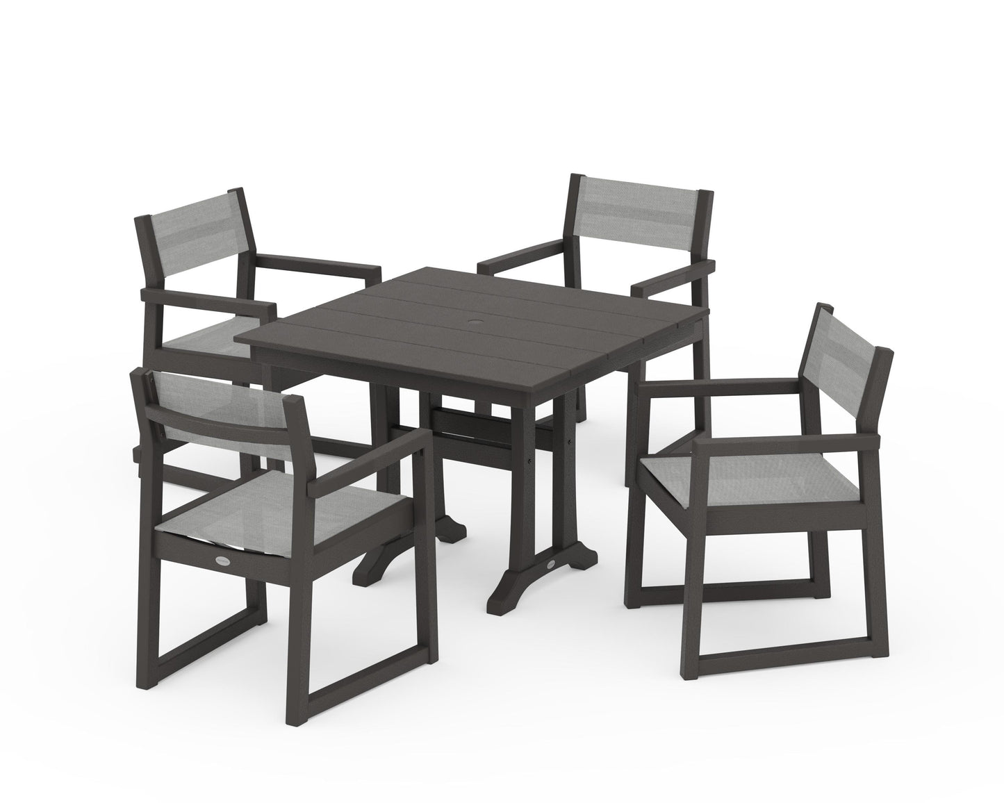 EDGE Sling 5-Piece Farmhouse Dining Set with Trestle Legs