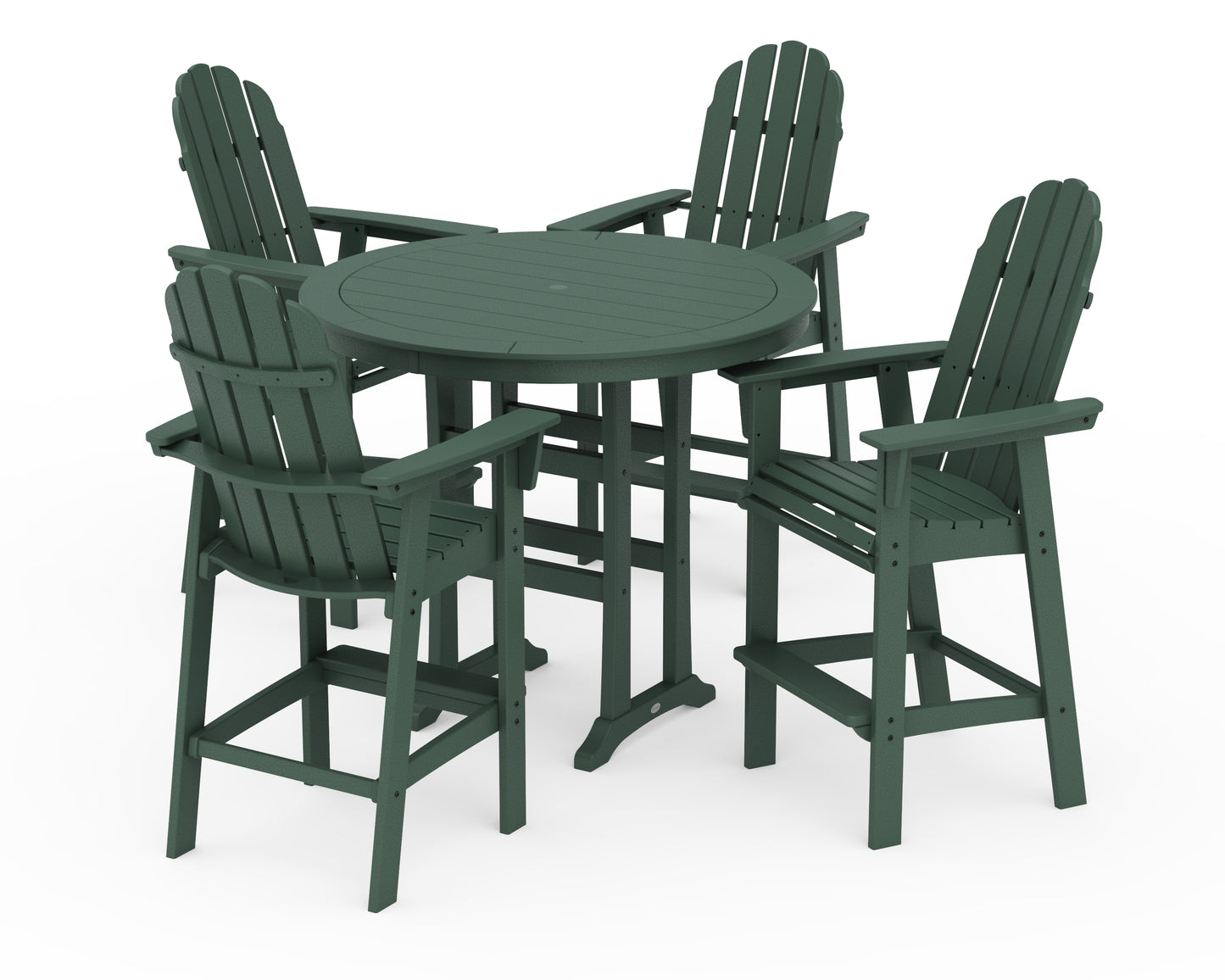 Vineyard Curveback Adirondack 5-Piece Nautical Trestle Bar Set