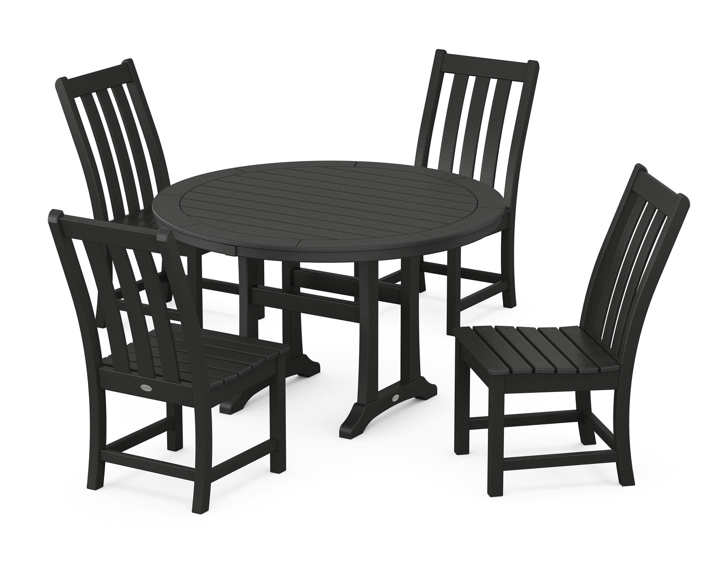 Vineyard Side Chair 5-Piece Round Dining Set With Trestle Legs