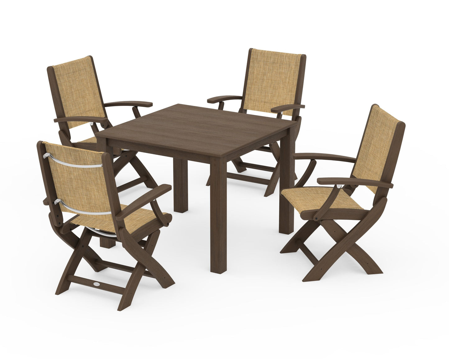 Coastal Folding Chair 5-Piece Parsons Dining Set