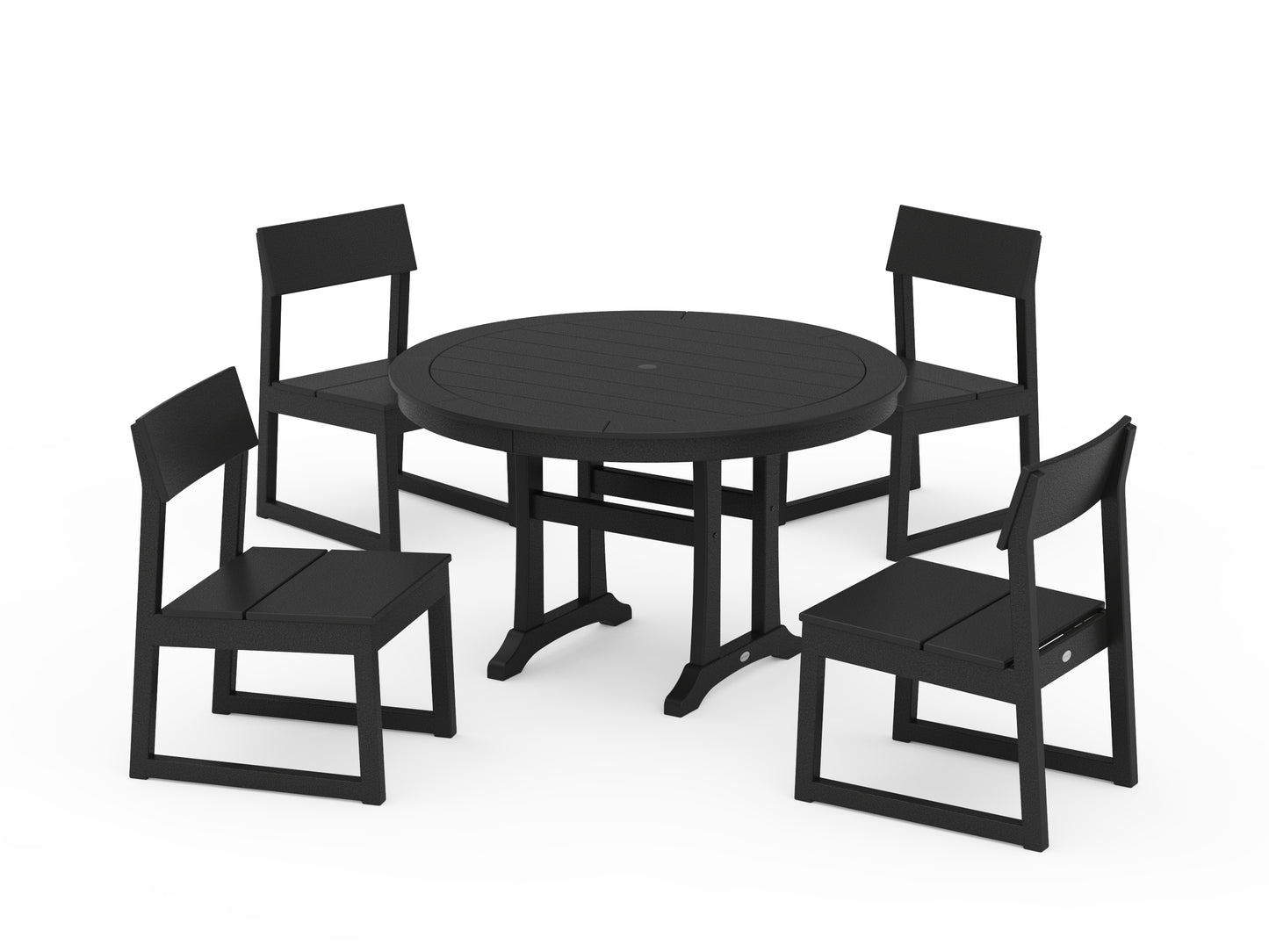EDGE Side Chair 5-Piece Round Dining Set With Trestle Legs