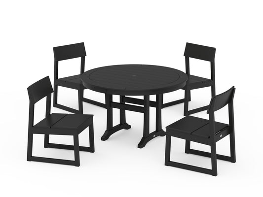 EDGE Side Chair 5-Piece Round Dining Set With Trestle Legs