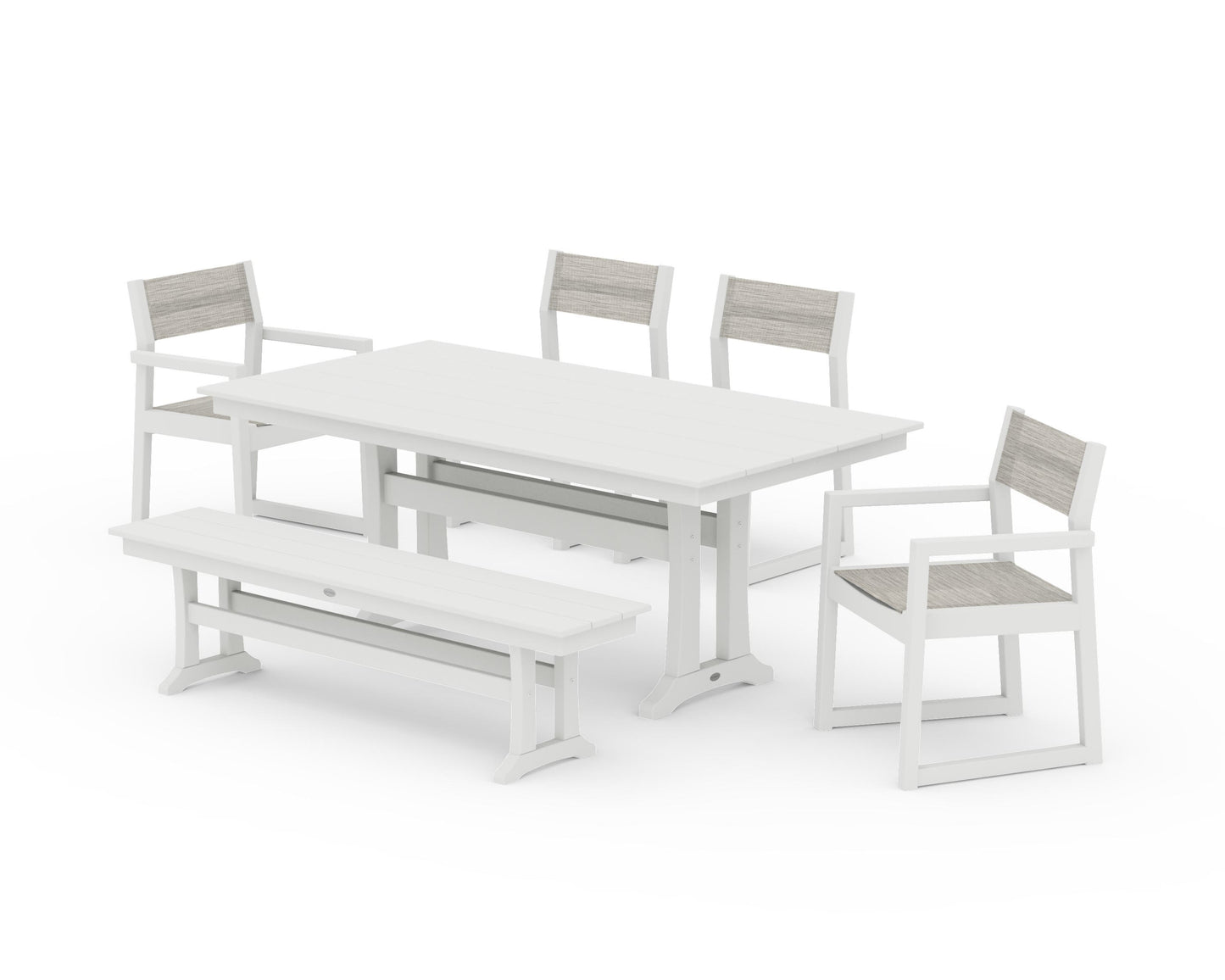 EDGE Sling 6-Piece Farmhouse Dining Set With Trestle Legs