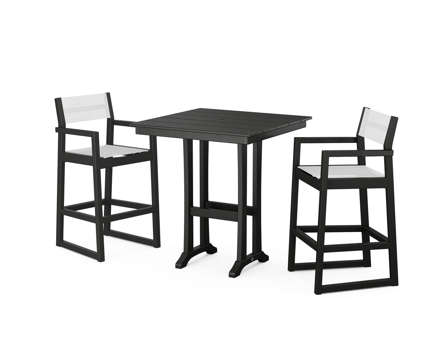 EDGE Sling Arm Chair 3-Piece Farmhouse Bar Set with Trestle Legs