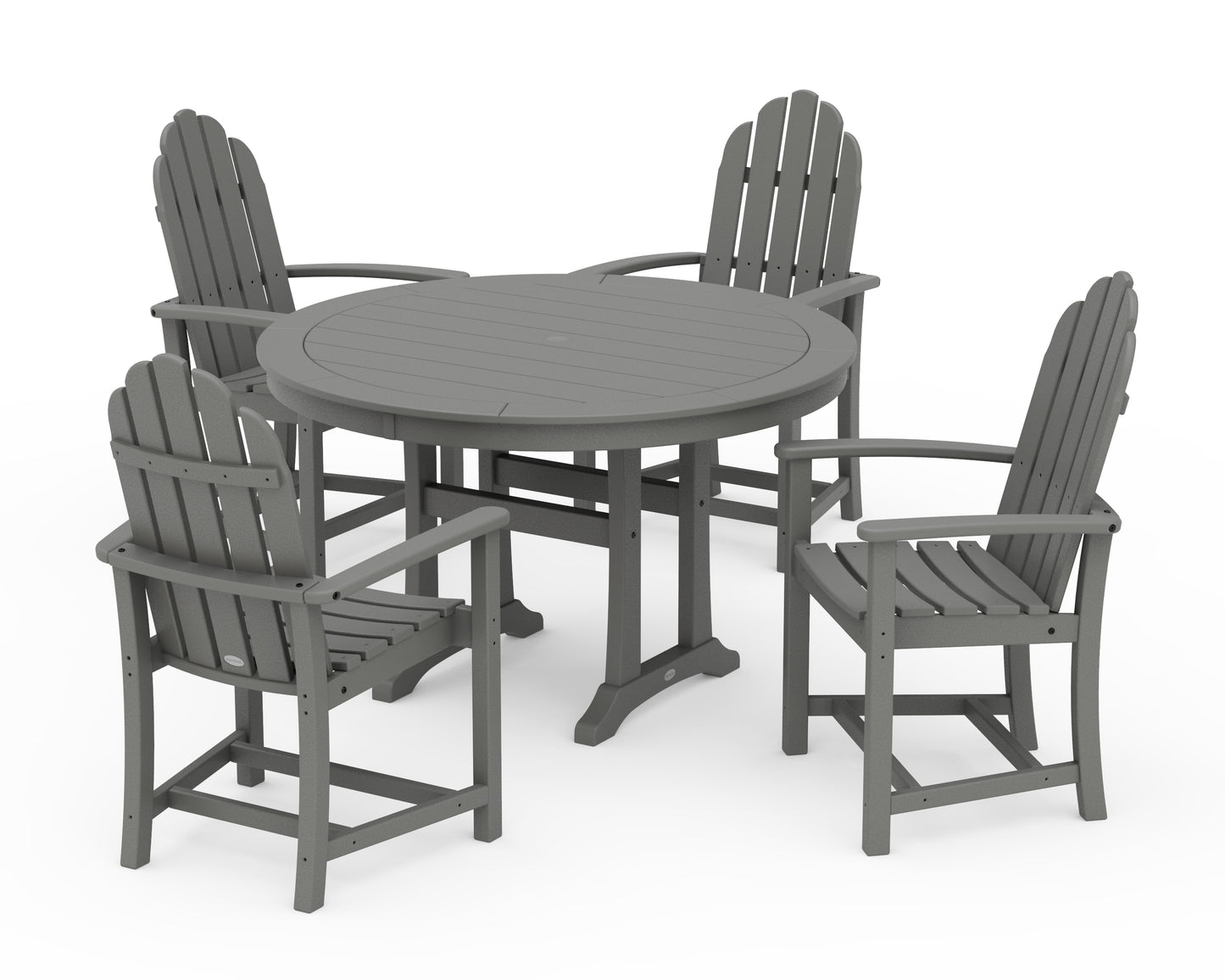 Classic Adirondack 5-Piece Round Dining Set with Trestle Legs