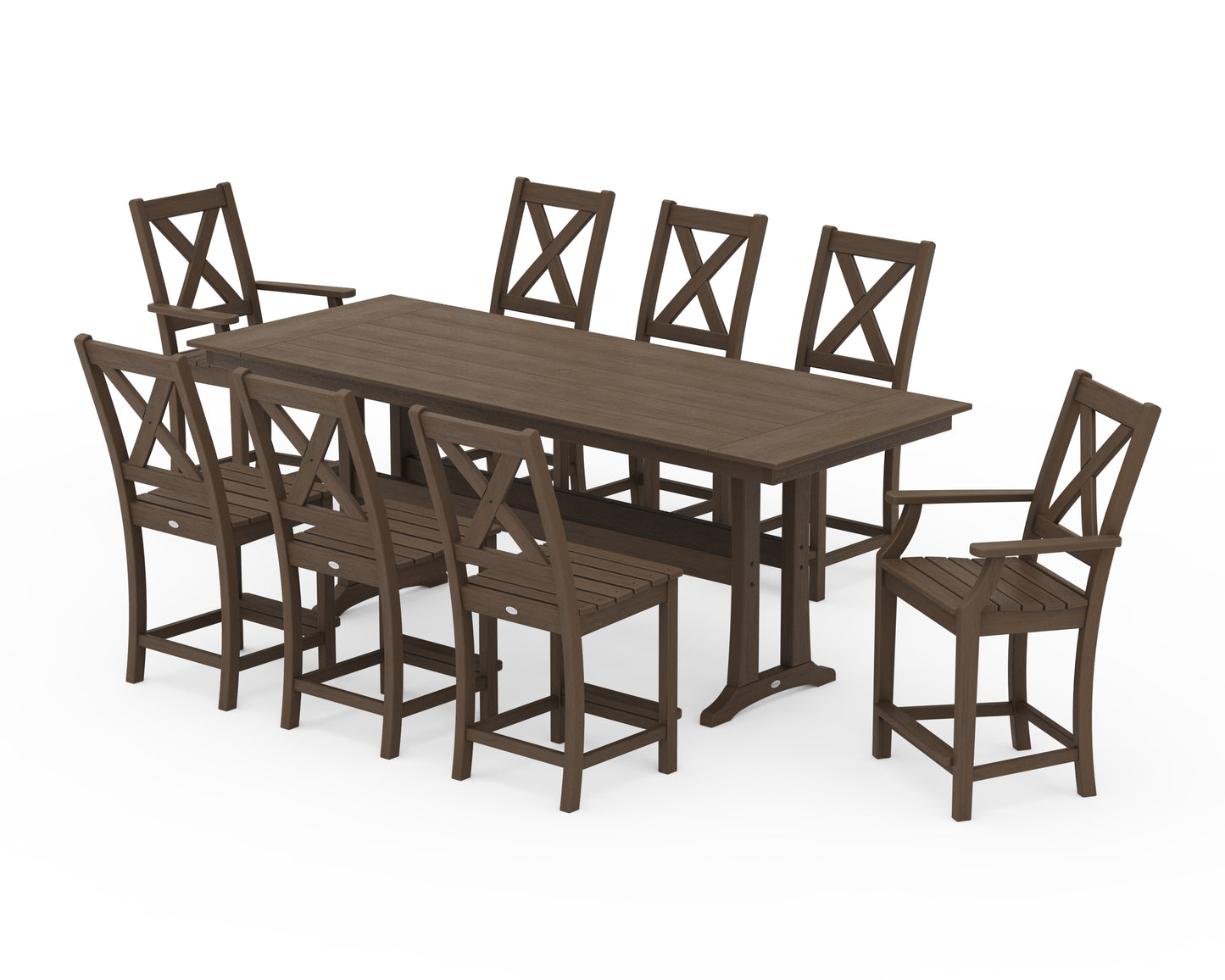 Braxton 9-Piece Farmhouse Counter Set with Trestle Legs
