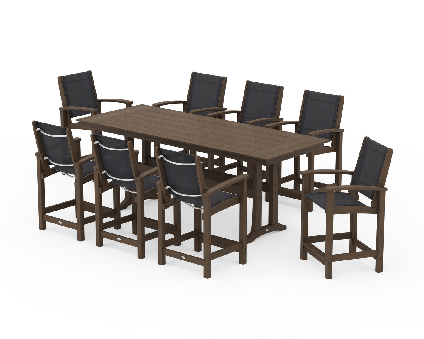 Coastal 9-Piece Farmhouse Counter Set with Trestle Legs