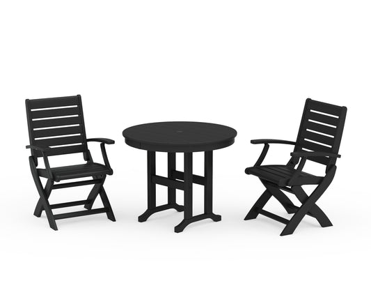 Signature Folding Chair 3-Piece Round Farmhouse Dining Set