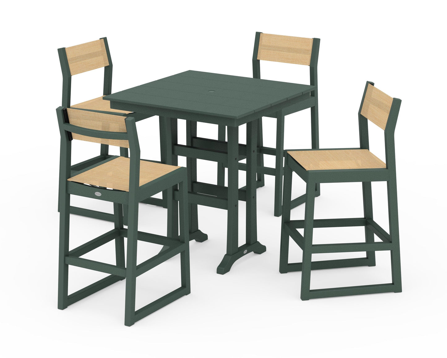 EDGE Sling Arm Chair 5-Piece Farmhouse Bar Set with Trestle Legs
