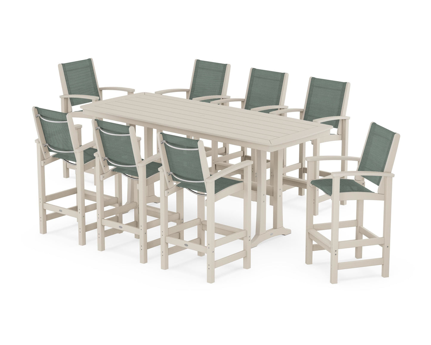 Coastal 9-Piece Bar Set with Trestle Legs
